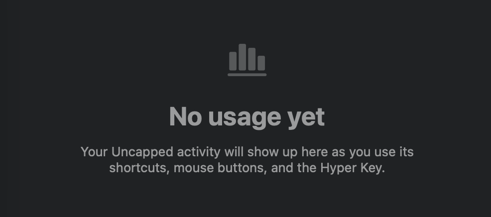 The “No usage yet” empty state The empty state shown before your first action