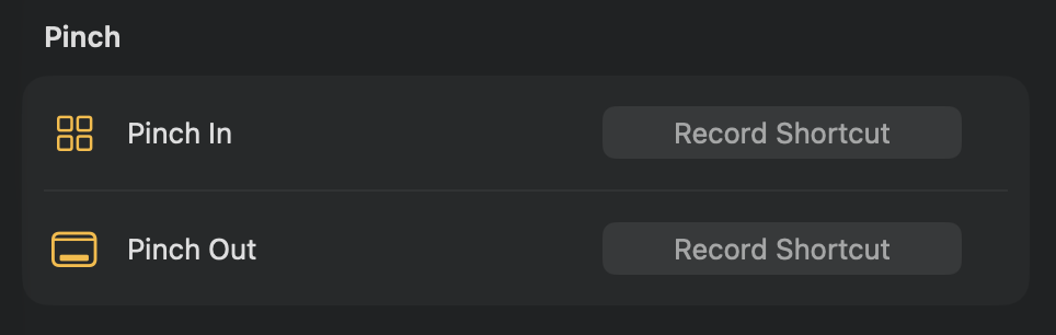 Pinch In shows all apps; Pinch Out shows the desktop The Pinch section